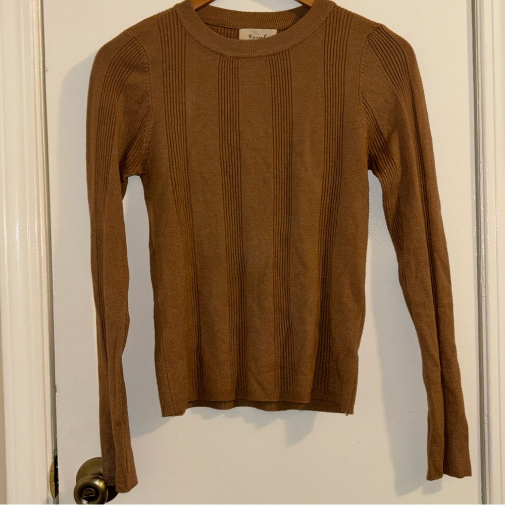 Becaal Brown/Tan Ribbed Knit Sweater